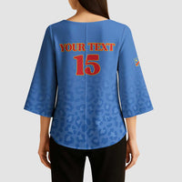 Custom DR Congo Football Kimono Sleeve Blouse Go Champions Leopards - Blue - Wonder Print Shop