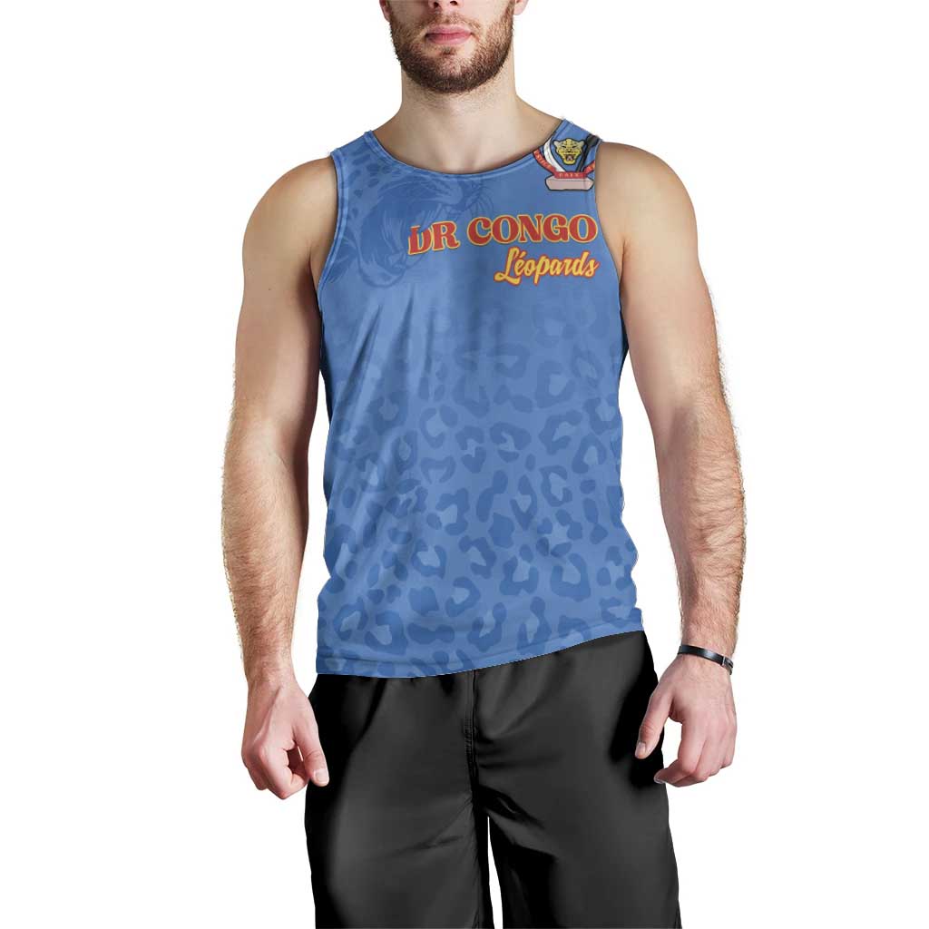 Custom DR Congo Football Men Tank Top Go Champions Leopards - Blue - Wonder Print Shop