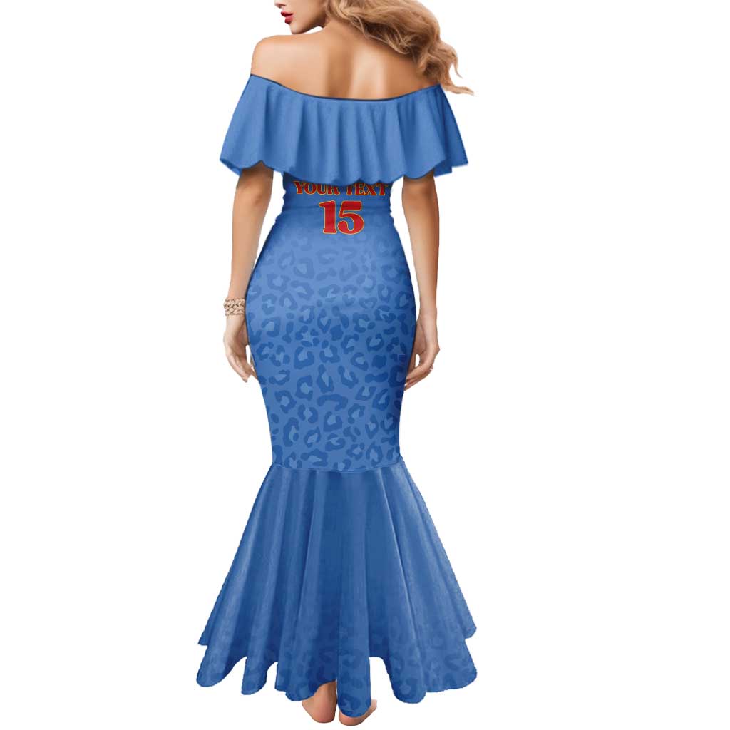 Custom DR Congo Football Mermaid Dress Go Champions Leopards - Blue - Wonder Print Shop