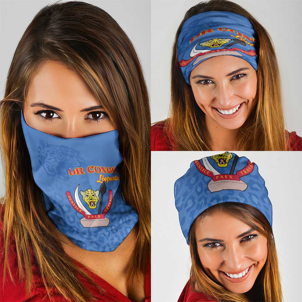 DR Congo Football Neck Gaiter Go Champions Leopards - Blue - Wonder Print Shop