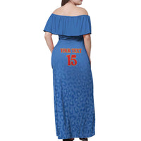 Custom DR Congo Football Off Shoulder Maxi Dress Go Champions Leopards - Blue - Wonder Print Shop