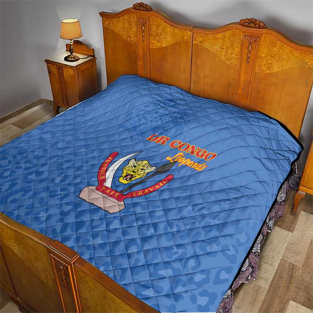 DR Congo Football Quilt Go Champions Leopards - Blue - Wonder Print Shop