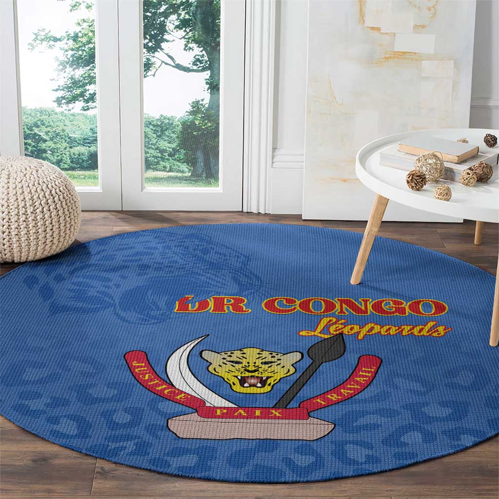 DR Congo Football Round Carpet Go Champions Leopards - Blue - Wonder Print Shop