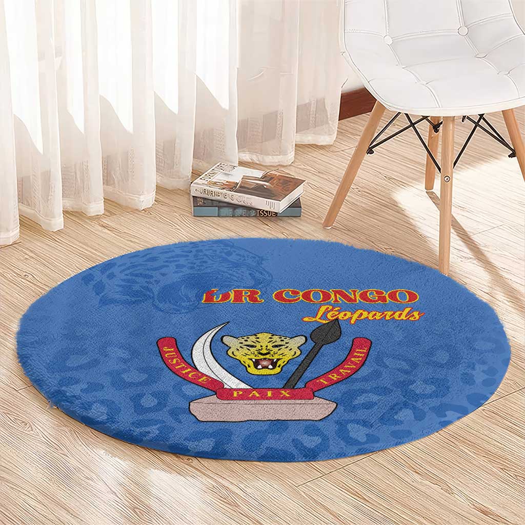 DR Congo Football Round Carpet Go Champions Leopards - Blue - Wonder Print Shop