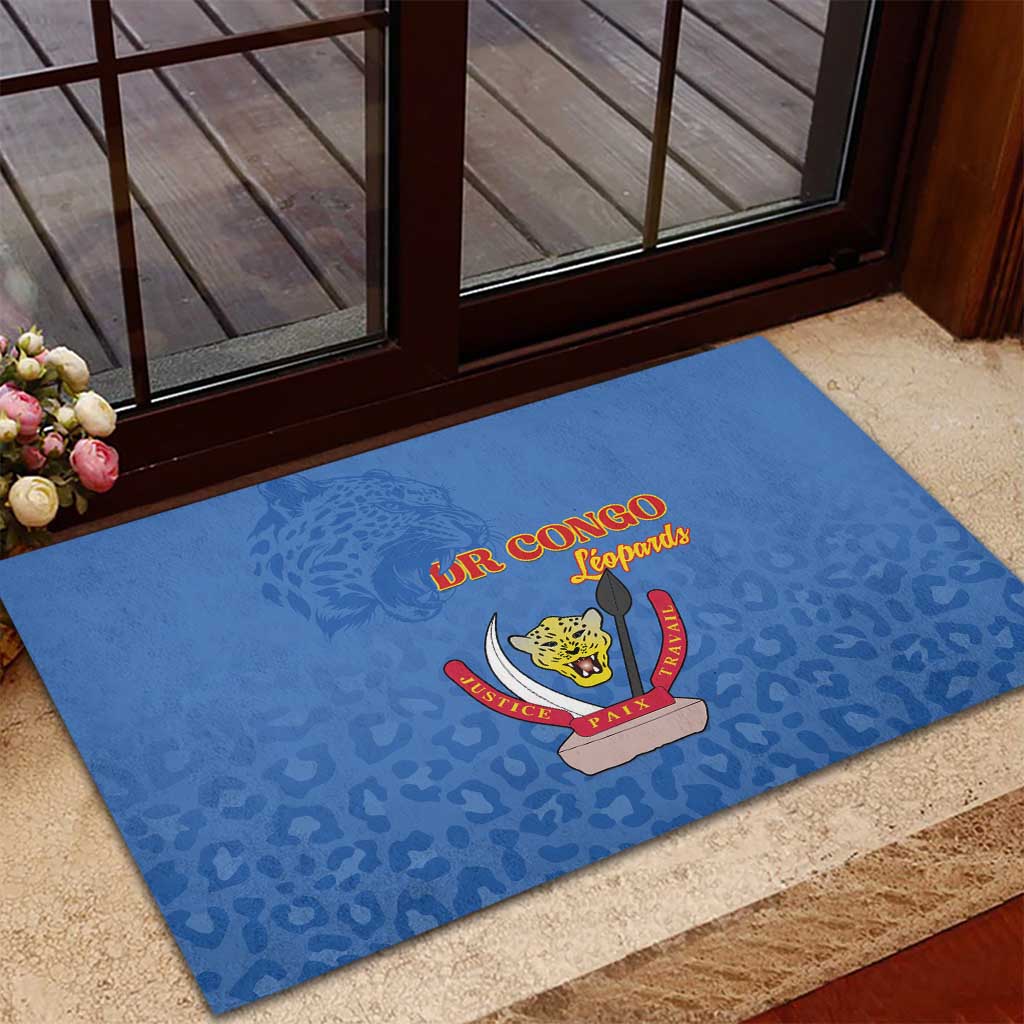 DR Congo Football Rubber Doormat Go Champions Leopards - Blue - Wonder Print Shop