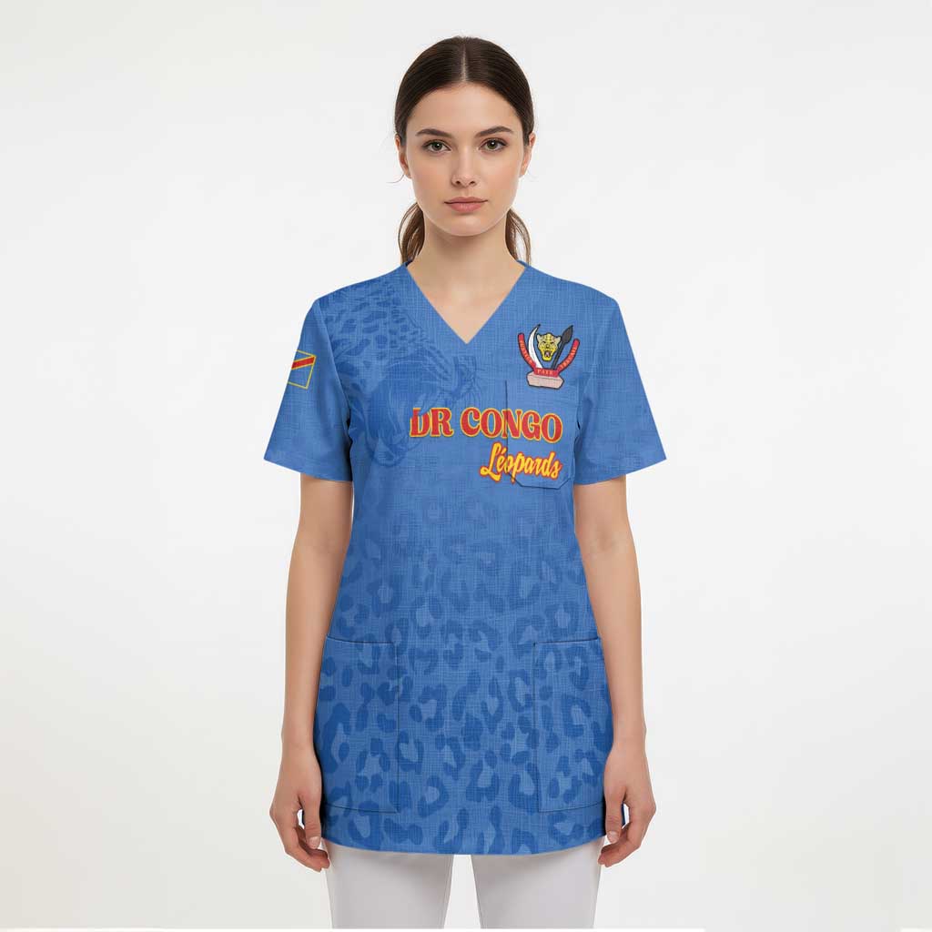 Custom DR Congo Football Scrub Top Go Champions Leopards - Blue - Wonder Print Shop