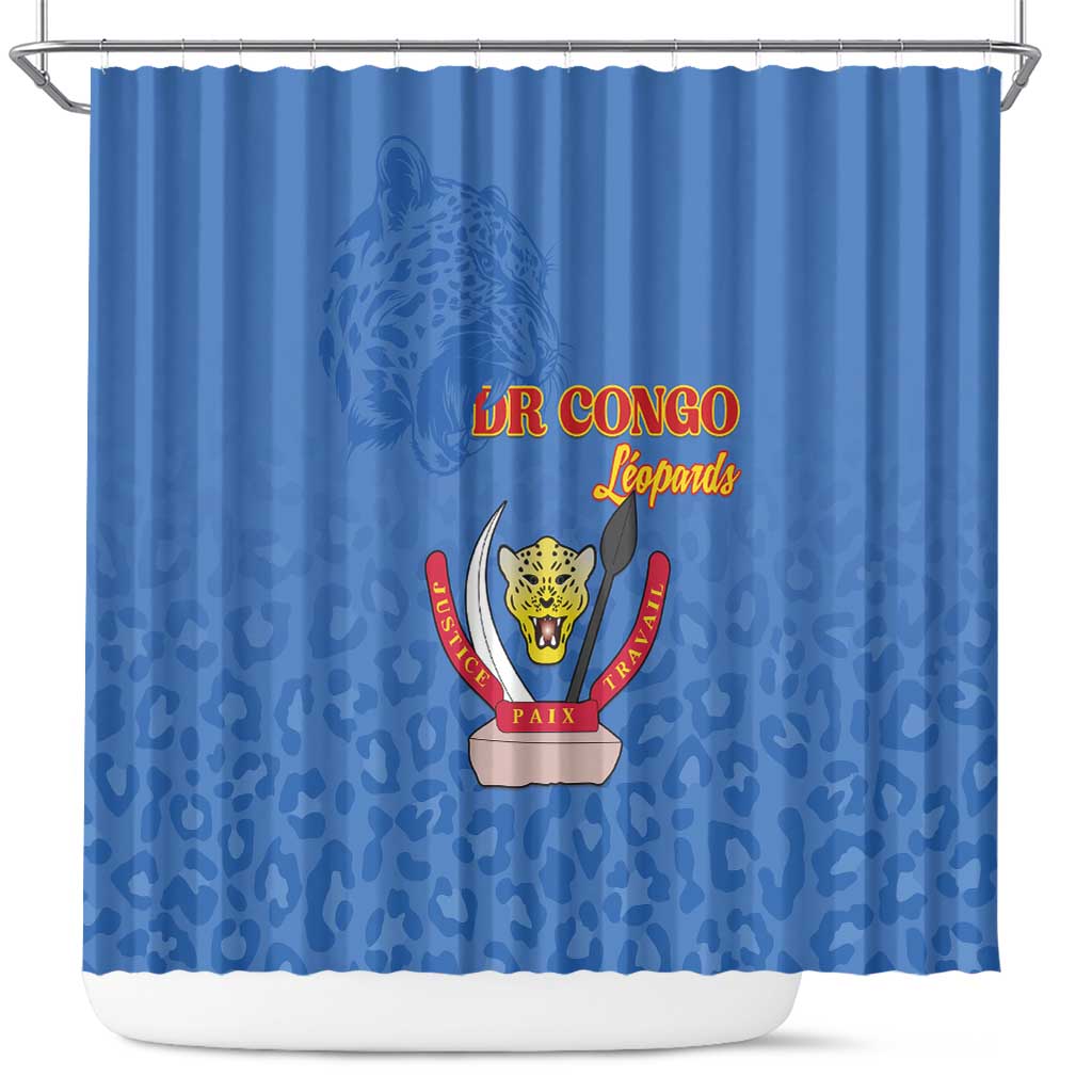 DR Congo Football Shower Curtain Go Champions Leopards - Blue - Wonder Print Shop