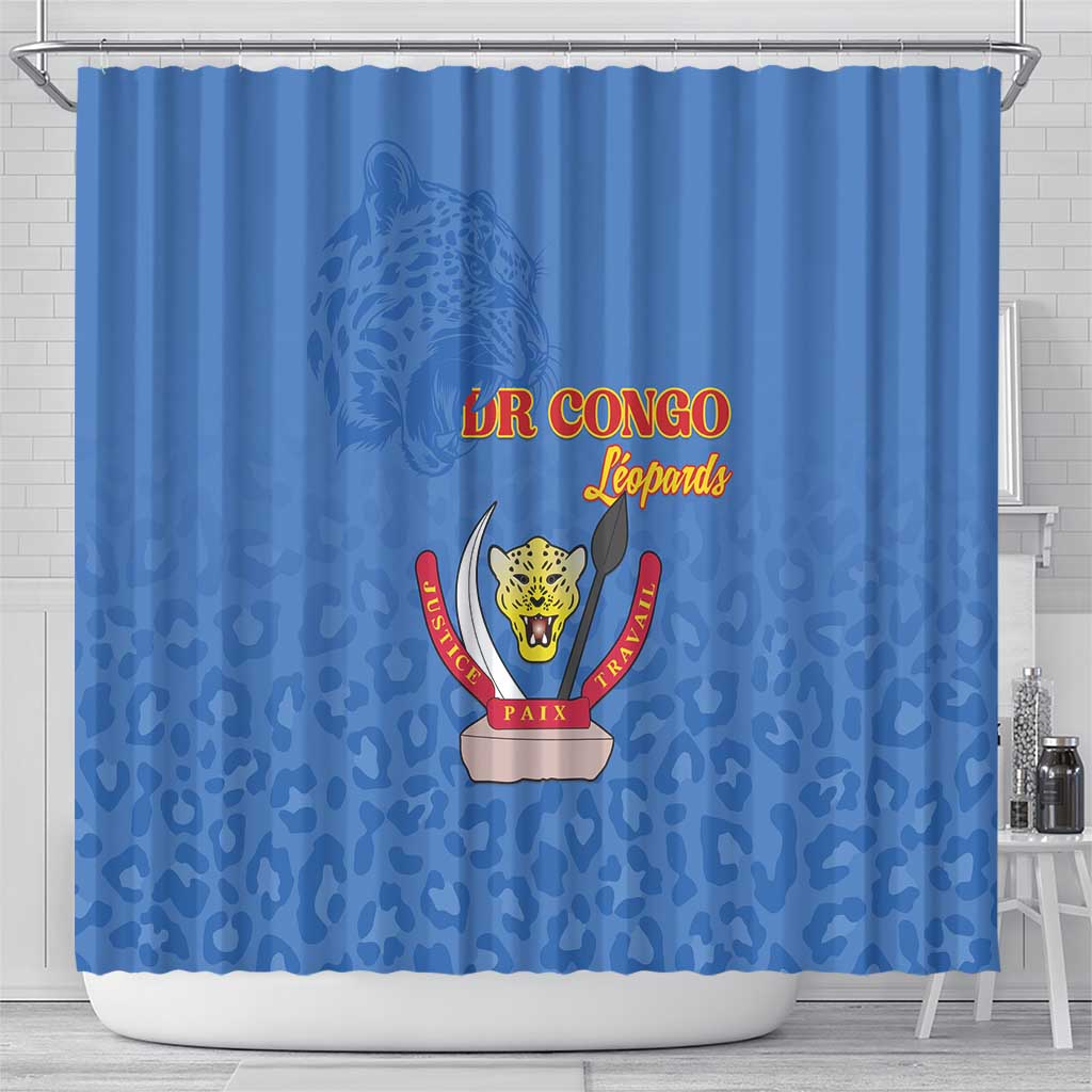 DR Congo Football Shower Curtain Go Champions Leopards - Blue - Wonder Print Shop