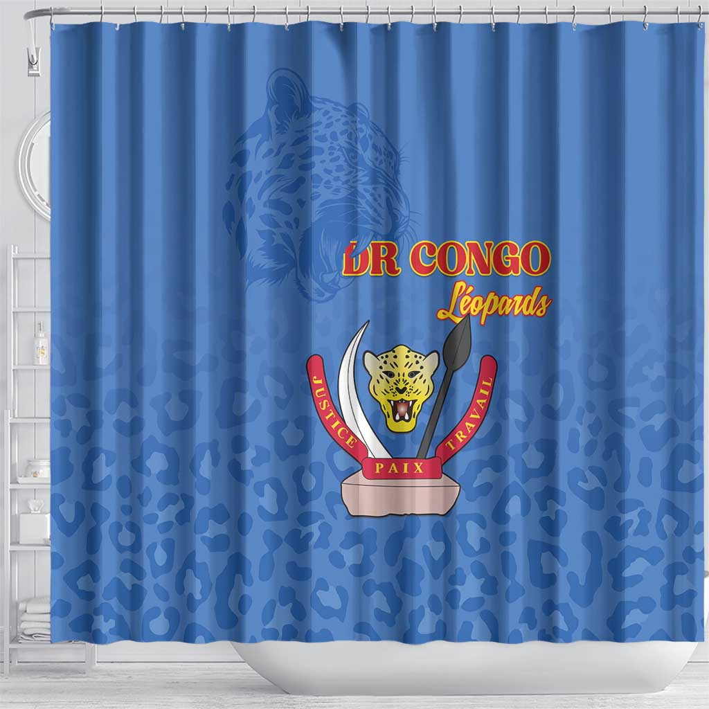 DR Congo Football Shower Curtain Go Champions Leopards - Blue - Wonder Print Shop
