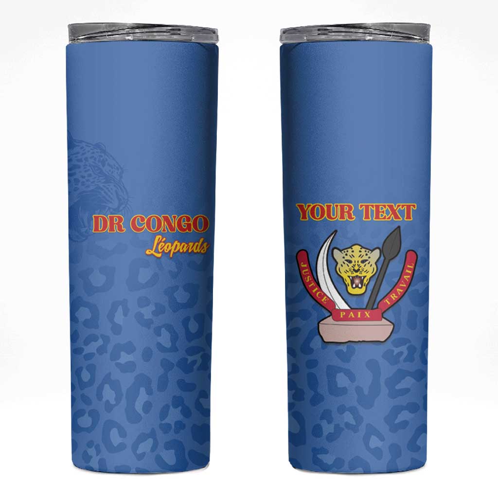 Custom DR Congo Football Skinny Tumbler Go Champions Leopards - Blue - Wonder Print Shop