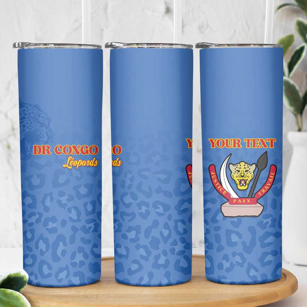 Custom DR Congo Football Skinny Tumbler Go Champions Leopards - Blue - Wonder Print Shop
