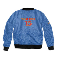 Custom DR Congo Football Sleeve Zip Bomber Jacket Go Champions Leopards - Blue - Wonder Print Shop