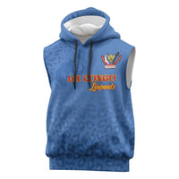 Custom DR Congo Football Sleeveless Hoodie Go Champions Leopards - Blue - Wonder Print Shop