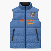 Custom DR Congo Football Sleeveless Puffer Jacket Go Champions Leopards - Blue - Wonder Print Shop