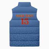 Custom DR Congo Football Sleeveless Puffer Jacket Go Champions Leopards - Blue - Wonder Print Shop