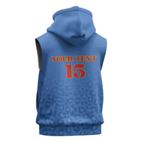 Custom DR Congo Football Sleeveless Zip Hoodie Go Champions Leopards - Blue - Wonder Print Shop