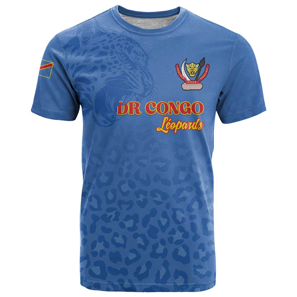 Custom DR Congo Football T Shirt Go Champions Leopards - Blue - Wonder Print Shop