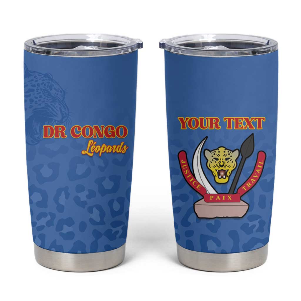 Custom DR Congo Football Tumbler Cup Go Champions Leopards - Blue - Wonder Print Shop