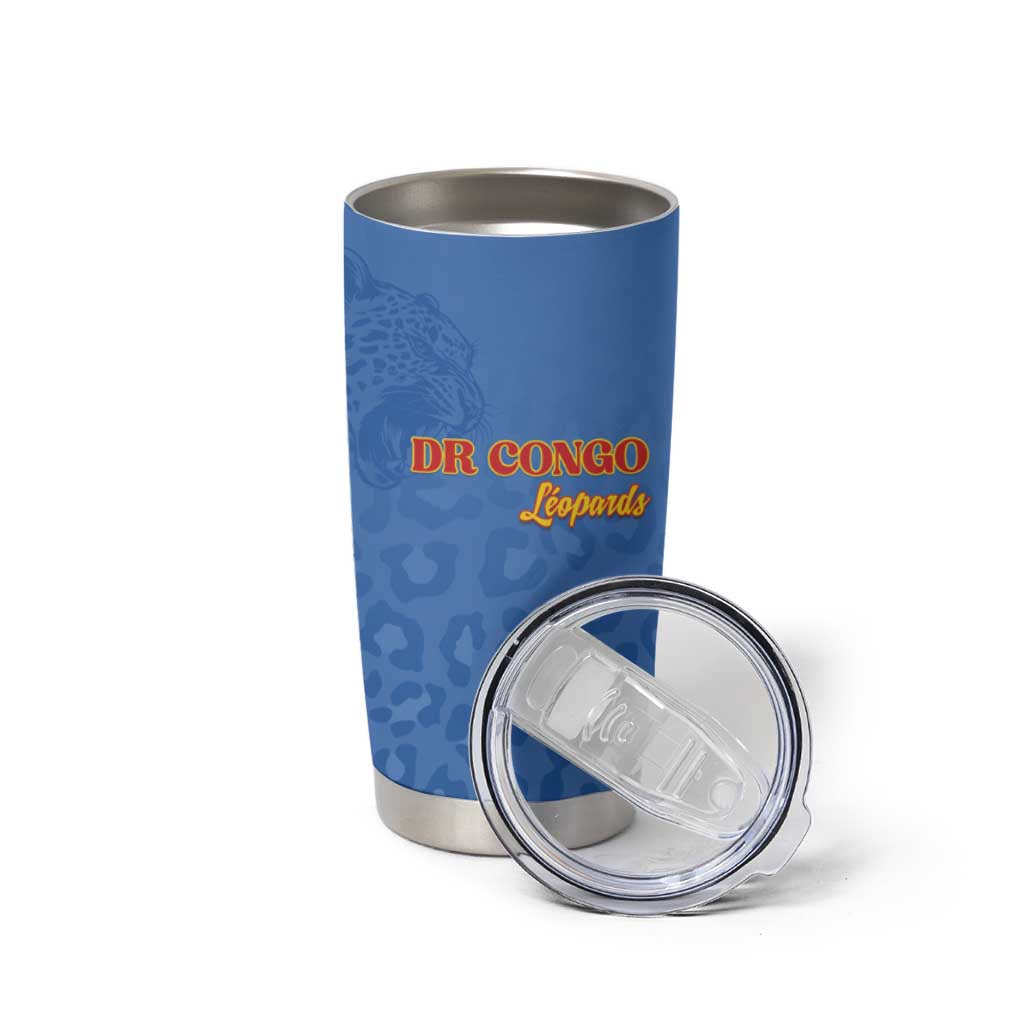 Custom DR Congo Football Tumbler Cup Go Champions Leopards - Blue - Wonder Print Shop