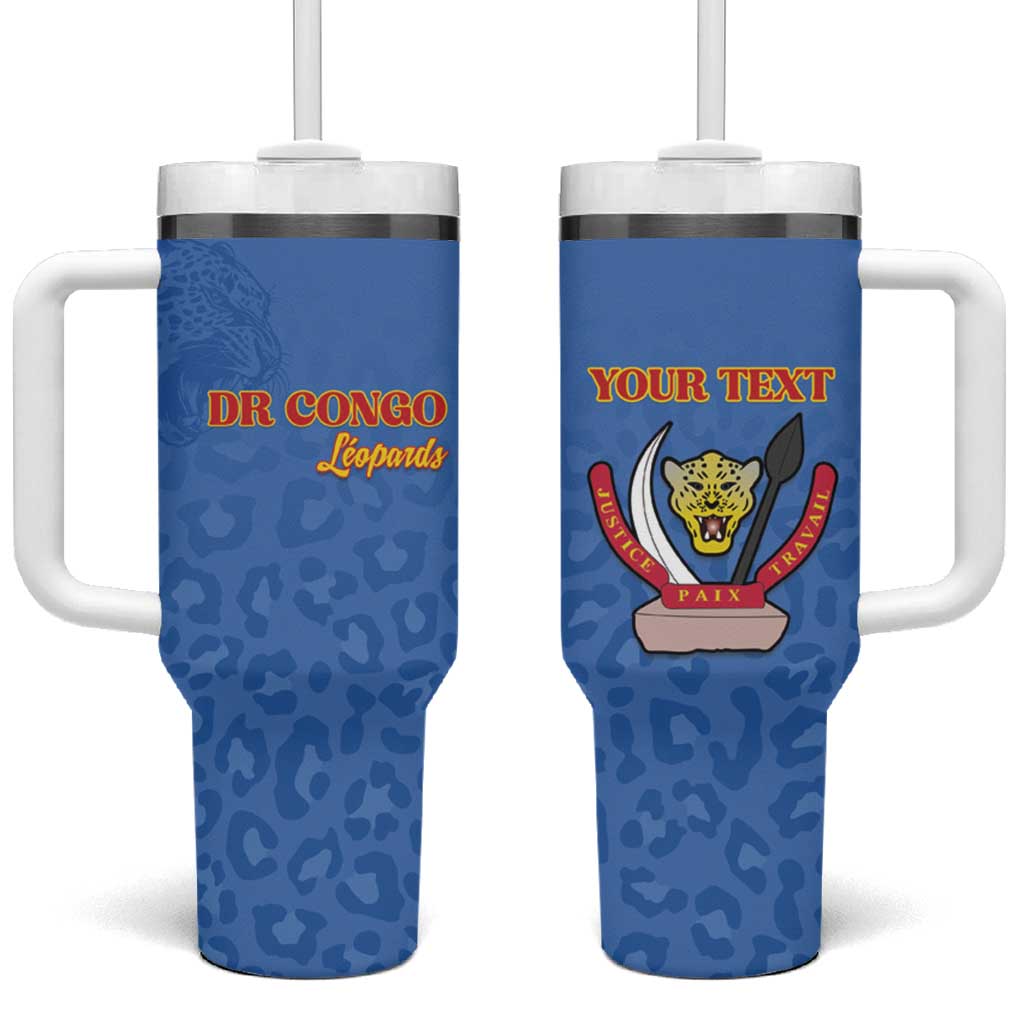 Custom DR Congo Football Tumbler With Handle Go Champions Leopards - Blue - Wonder Print Shop