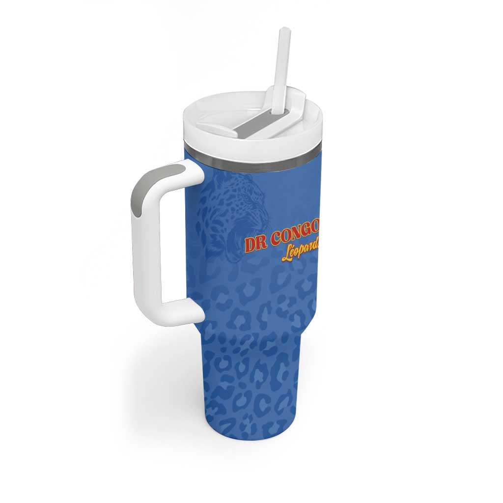 Custom DR Congo Football Tumbler With Handle Go Champions Leopards - Blue - Wonder Print Shop