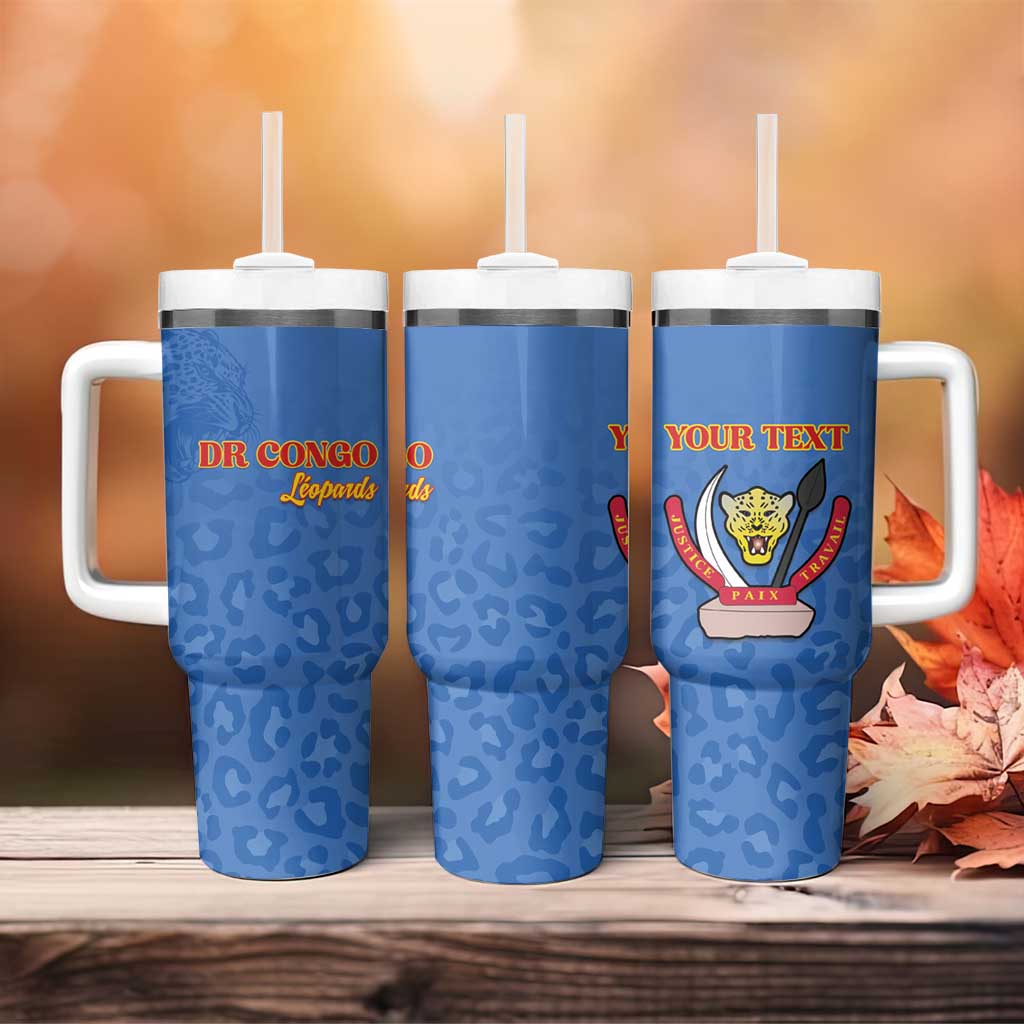 Custom DR Congo Football Tumbler With Handle Go Champions Leopards - Blue - Wonder Print Shop