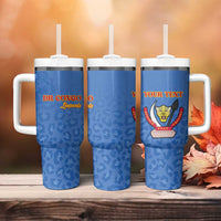Custom DR Congo Football Tumbler With Handle Go Champions Leopards - Blue - Wonder Print Shop