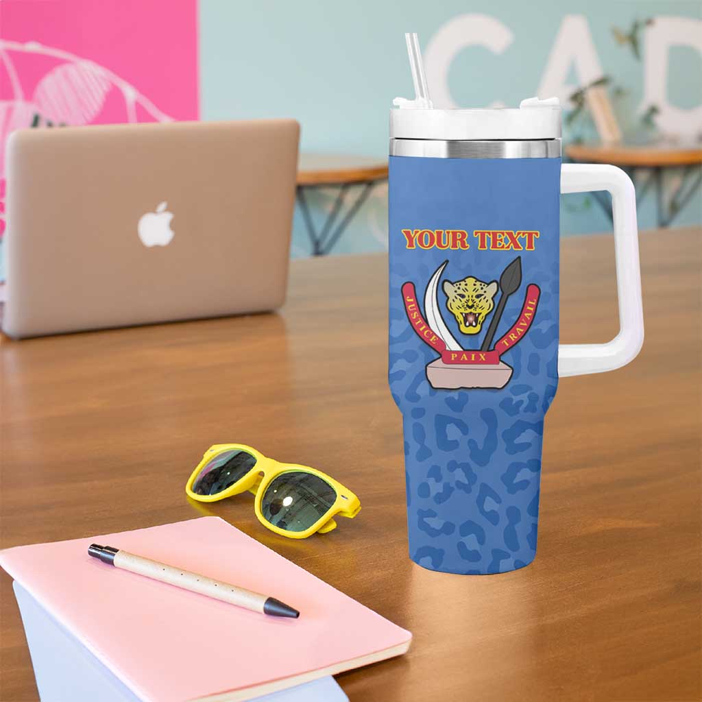 Custom DR Congo Football Tumbler With Handle Go Champions Leopards - Blue - Wonder Print Shop