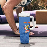 Custom DR Congo Football Tumbler With Handle Go Champions Leopards - Blue - Wonder Print Shop