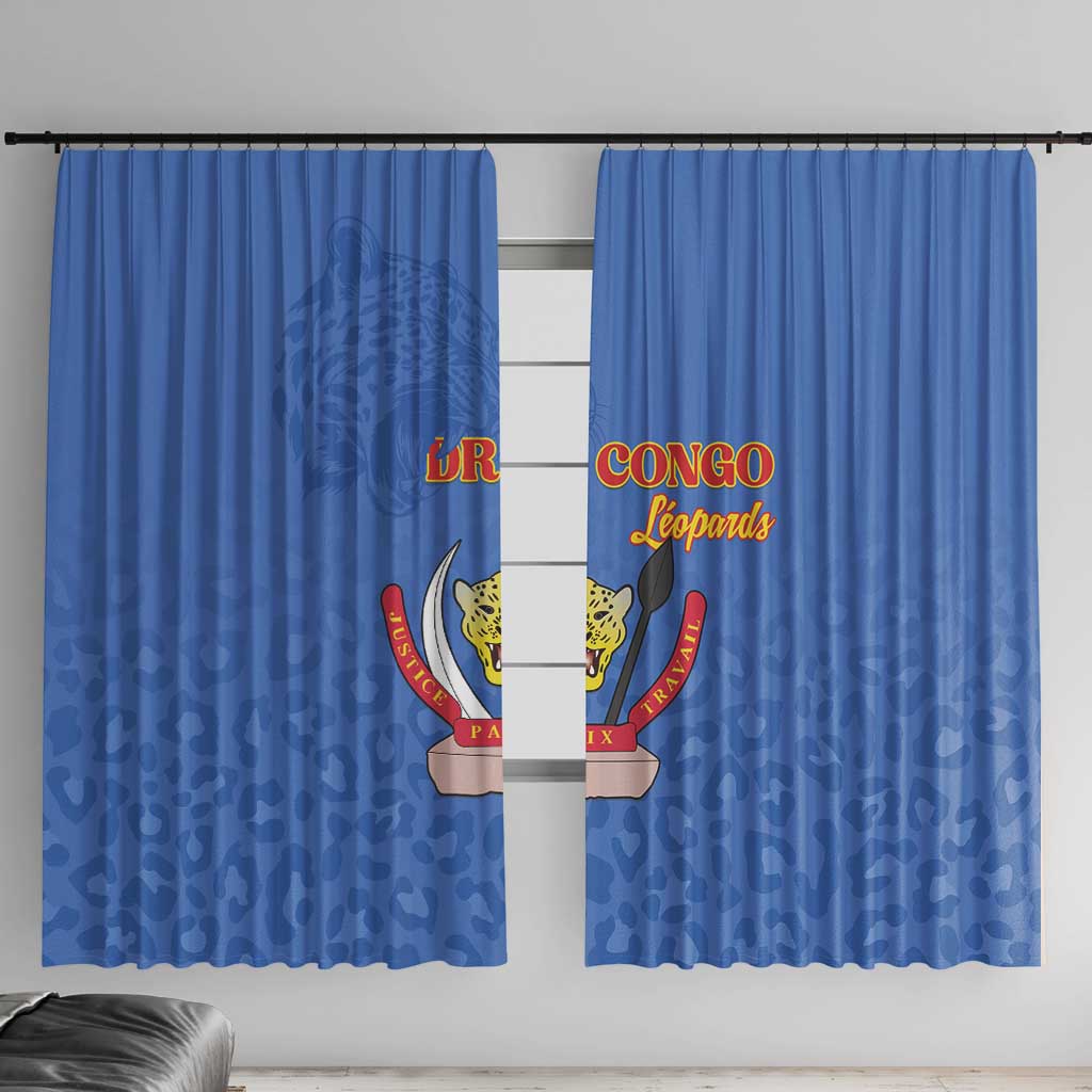 DR Congo Football Window Curtain Go Champions Leopards - Blue - Wonder Print Shop