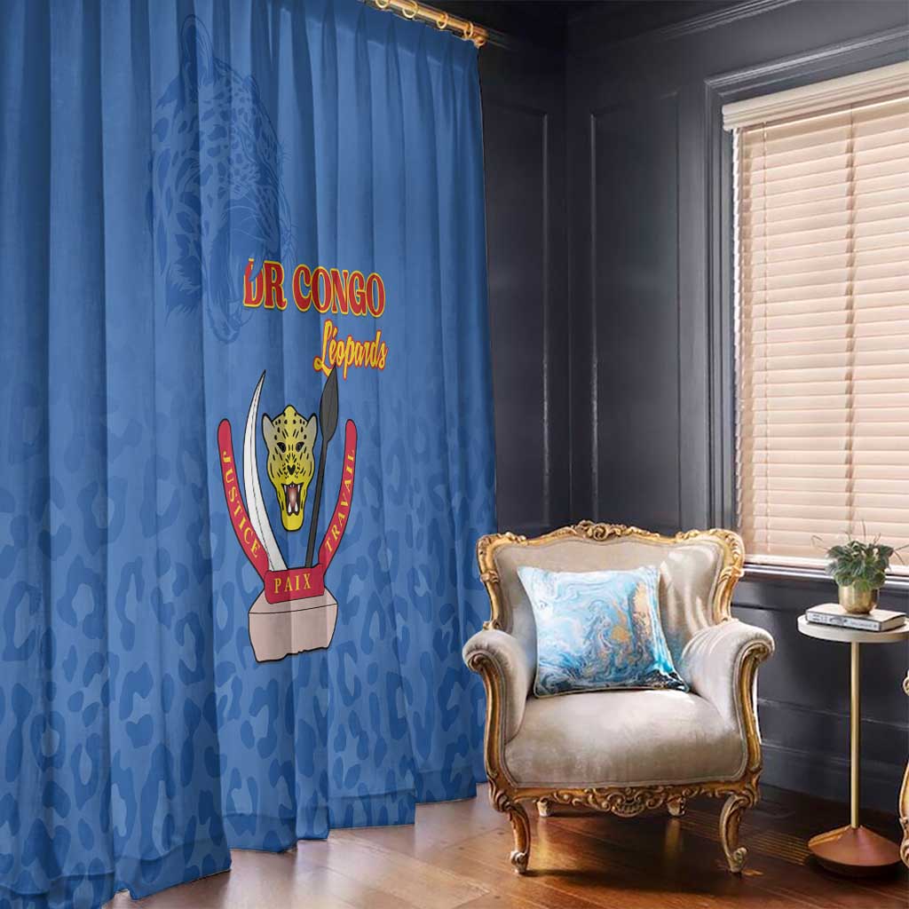 DR Congo Football Window Curtain Go Champions Leopards - Blue - Wonder Print Shop