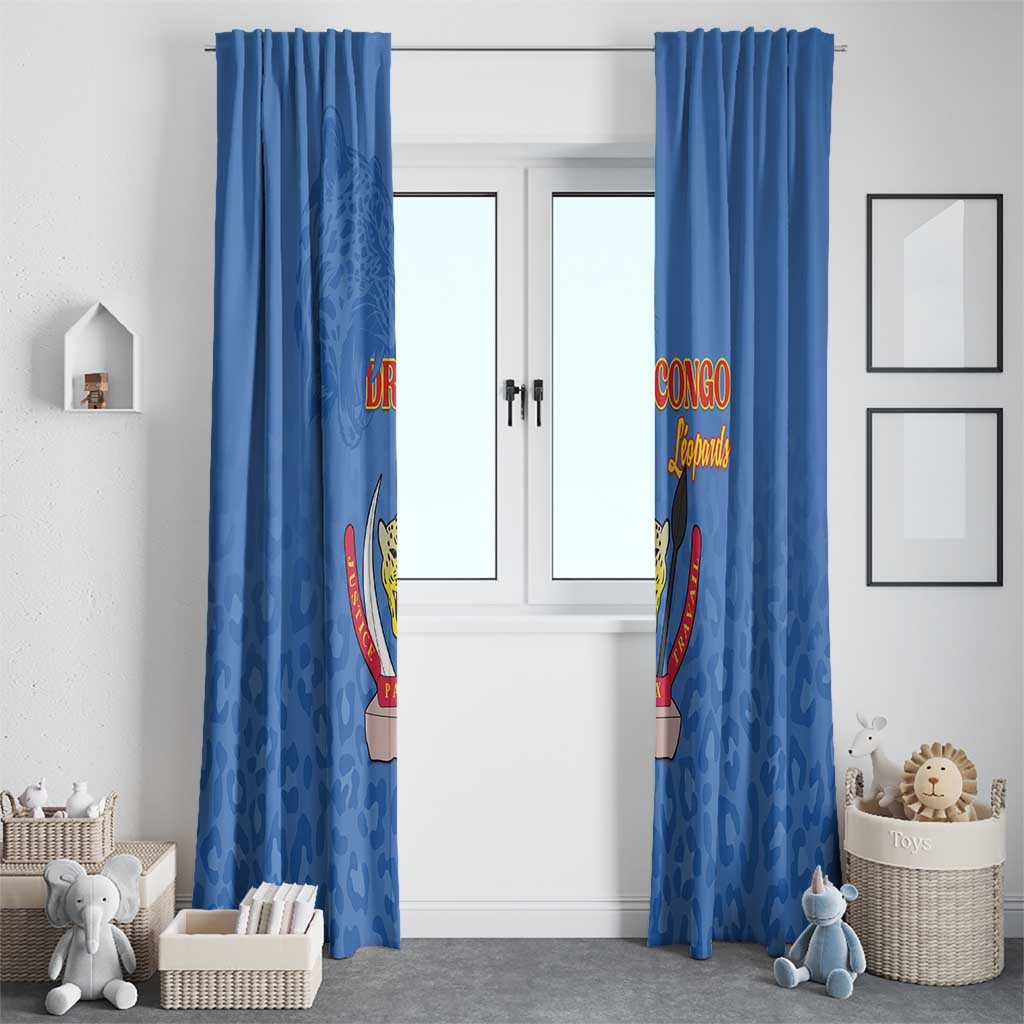 DR Congo Football Window Curtain Go Champions Leopards - Blue - Wonder Print Shop