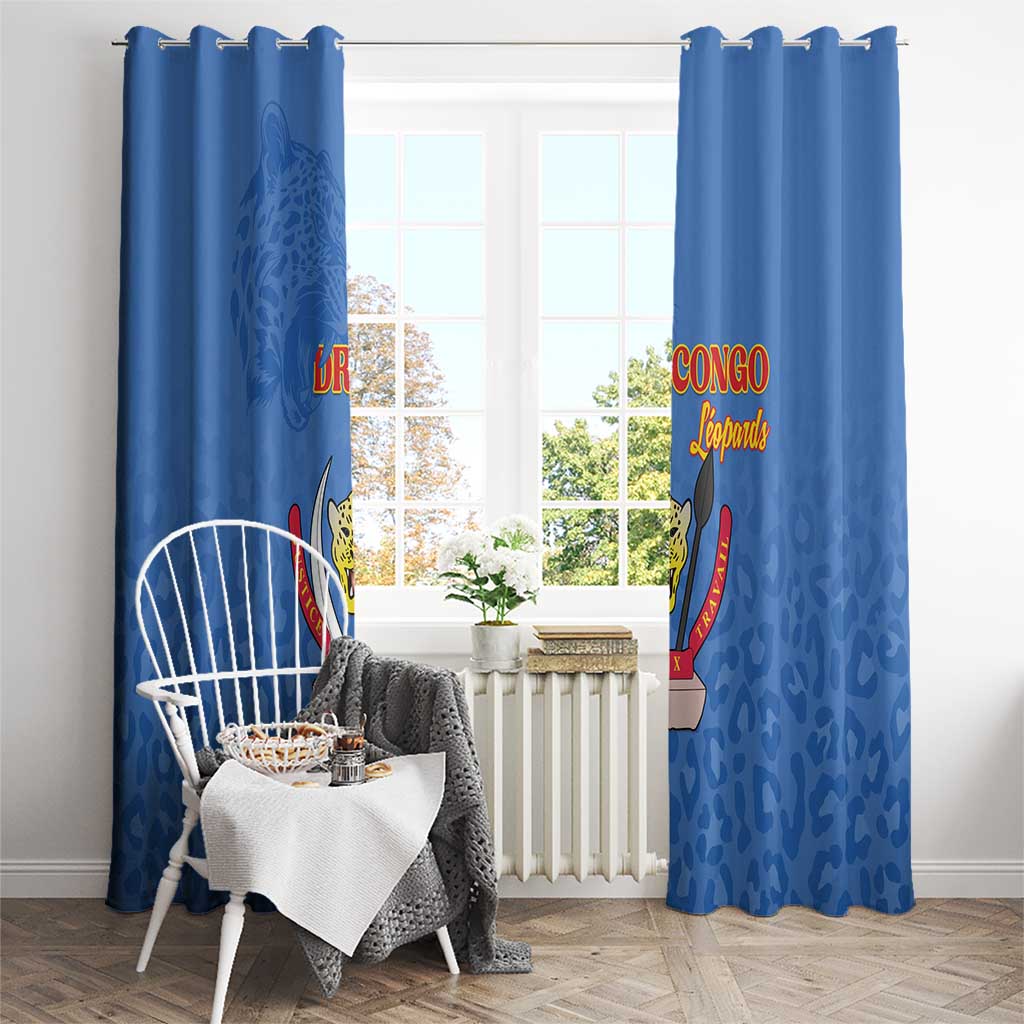 DR Congo Football Window Curtain Go Champions Leopards - Blue - Wonder Print Shop