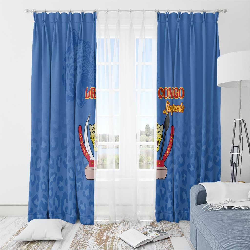 DR Congo Football Window Curtain Go Champions Leopards - Blue - Wonder Print Shop
