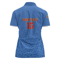 Custom DR Congo Football Women Polo Shirt Go Champions Leopards - Blue - Wonder Print Shop