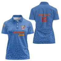 Custom DR Congo Football Women Polo Shirt Go Champions Leopards - Blue - Wonder Print Shop
