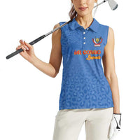 Custom DR Congo Football Women Sleeveless Polo Shirt Go Champions Leopards - Blue - Wonder Print Shop