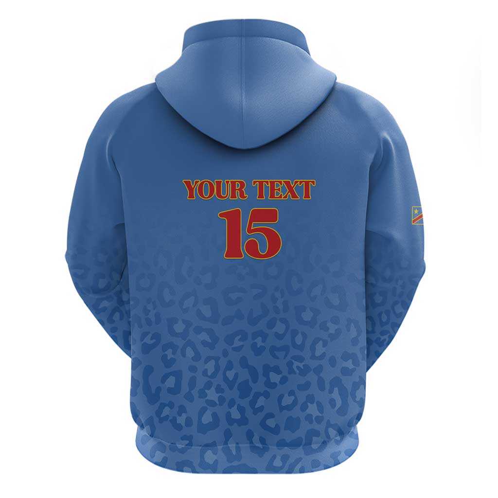 Custom DR Congo Football Zip Hoodie Go Champions Leopards - Blue - Wonder Print Shop