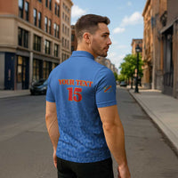 Custom DR Congo Football Zipper Polo Shirt Go Champions Leopards - Blue - Wonder Print Shop