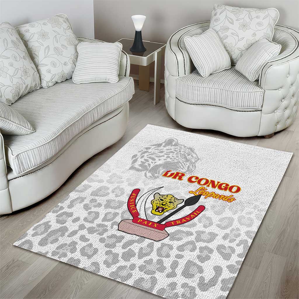 DR Congo Football Area Rug Go Champions Leopards - White - Wonder Print Shop