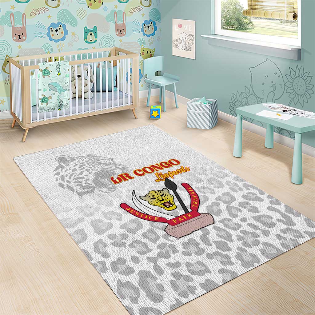 DR Congo Football Area Rug Go Champions Leopards - White - Wonder Print Shop
