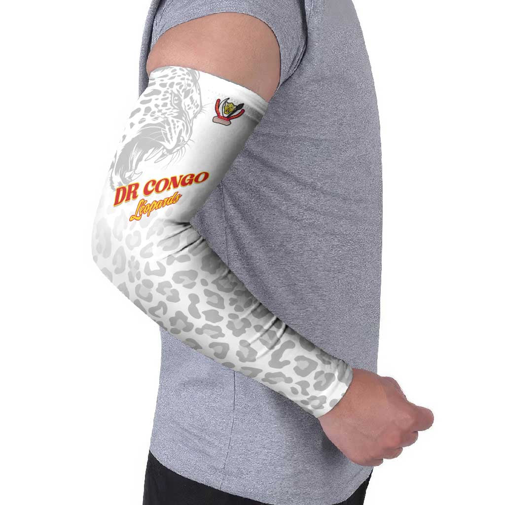 Custom DR Congo Football Arm Sleeves Go Champions Leopards - White - Wonder Print Shop