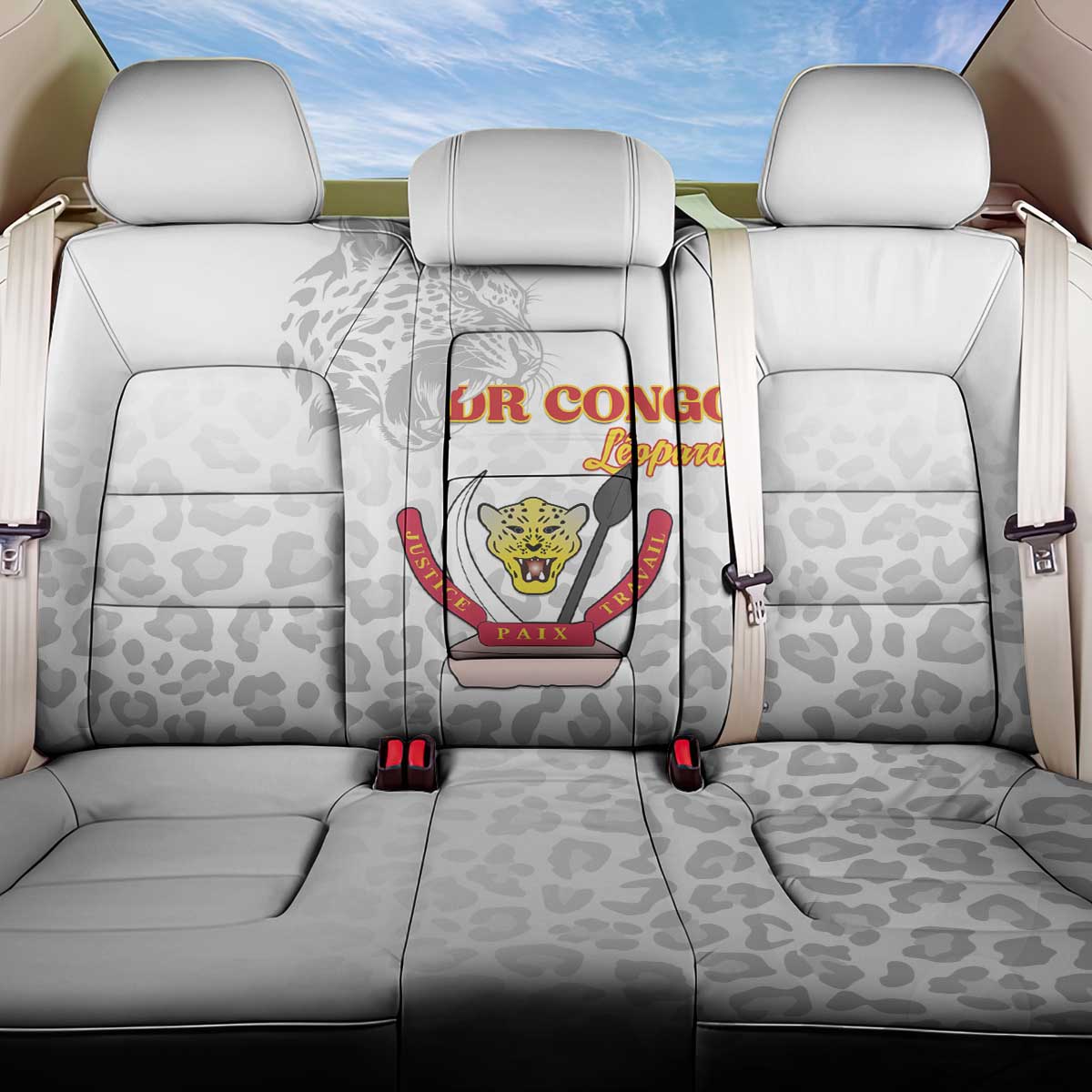 DR Congo Football Back Car Seat Cover Go Champions Leopards - White - Wonder Print Shop