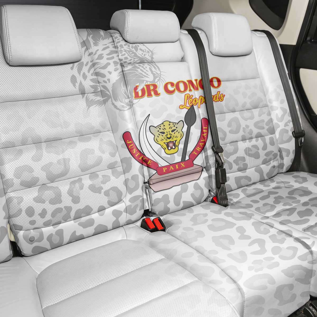 DR Congo Football Back Car Seat Cover Go Champions Leopards - White - Wonder Print Shop