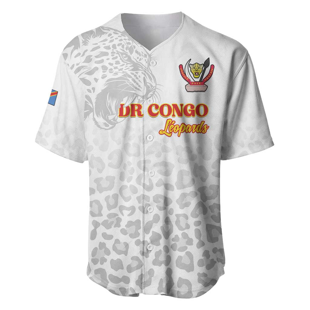 Custom DR Congo Football Baseball Jersey Go Champions Leopards - White - Wonder Print Shop