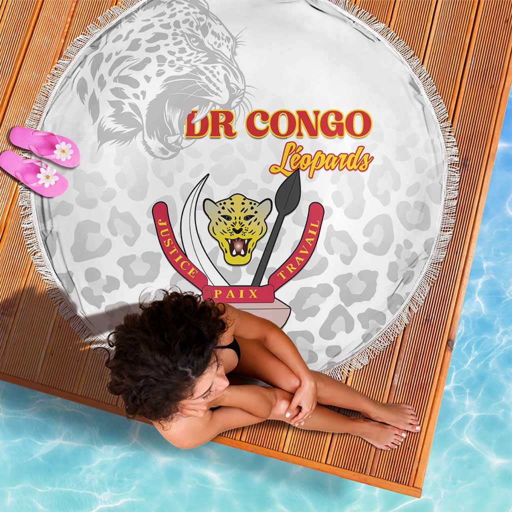 DR Congo Football Beach Blanket Go Champions Leopards - White - Wonder Print Shop