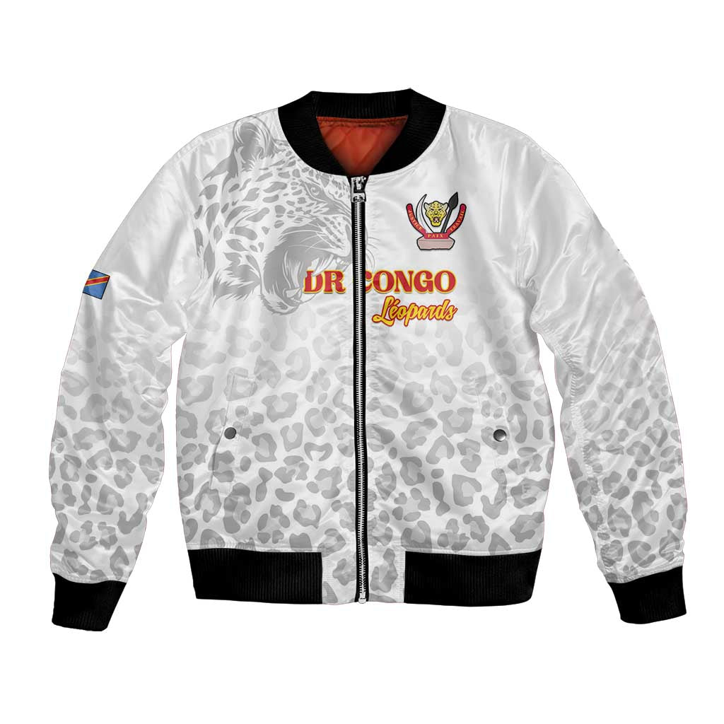 Custom DR Congo Football Bomber Jacket Go Champions Leopards - White - Wonder Print Shop