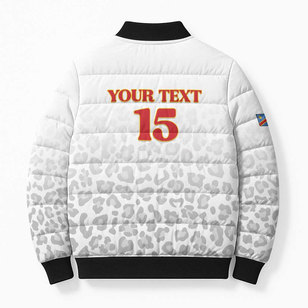 Custom DR Congo Football Bomber Puffer Jacket Go Champions Leopards - White - Wonder Print Shop