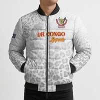 Custom DR Congo Football Bomber Puffer Jacket Go Champions Leopards - White - Wonder Print Shop