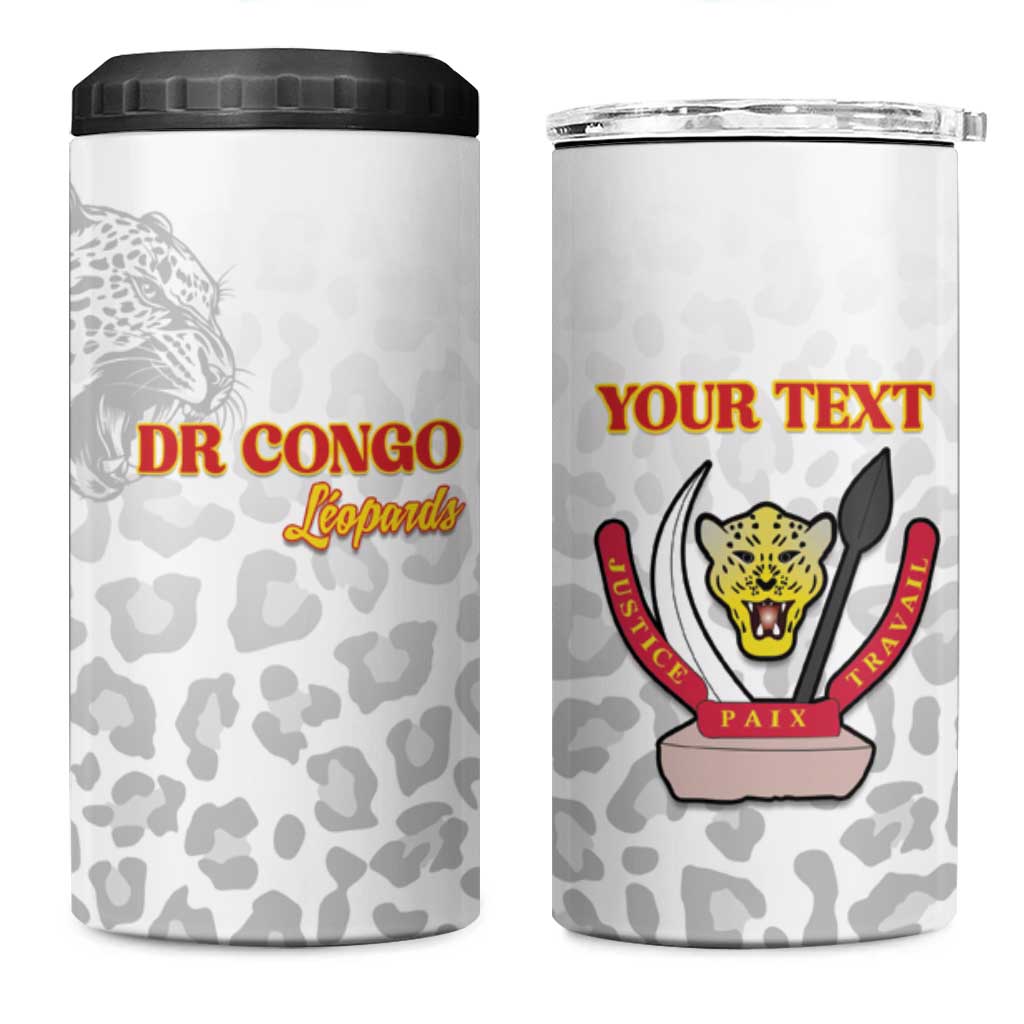 Custom DR Congo Football 4 in 1 Can Cooler Tumbler Go Champions Leopards - White - Wonder Print Shop